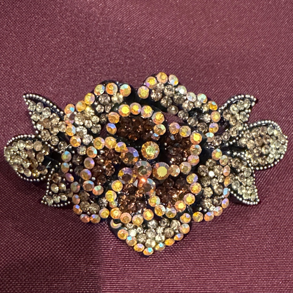 Dazzling Vintage Gold Crystal Hair Barrette - New
